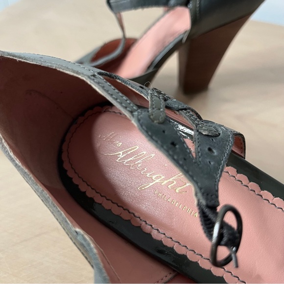 Miss Albright Retro Inspired Green Mary Jane Heels Cutouts Women's 10B - Picture 8 of 10